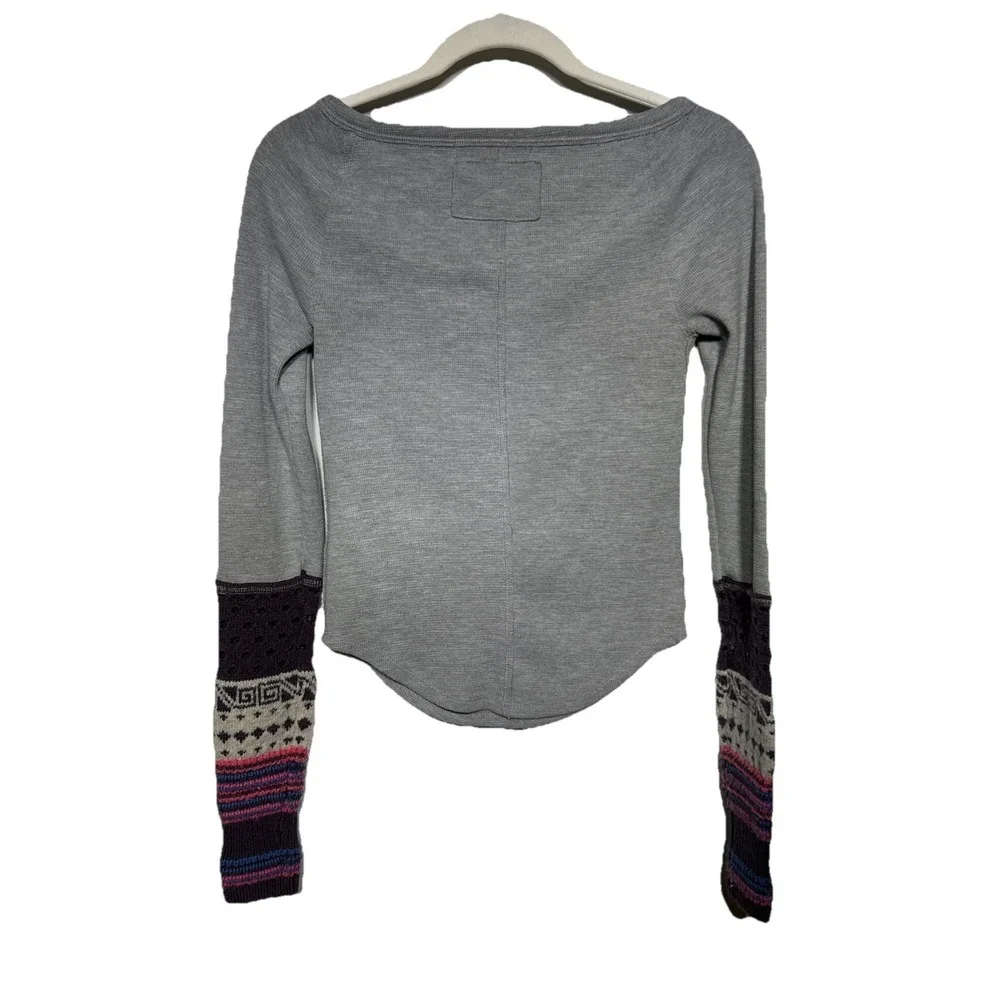 Free People Cozy Craft Cuff Knit Sleeve Top Heather Gray Women's Size Small NWOT